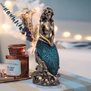 Design Toscano KY79038 6 1/2 Inch Oceans Mermaid Mosaic Glass Lamp