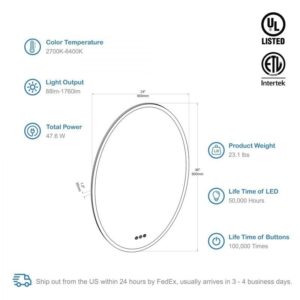 Blossom LED M6 2436 24 Inch Oval LED Mirror