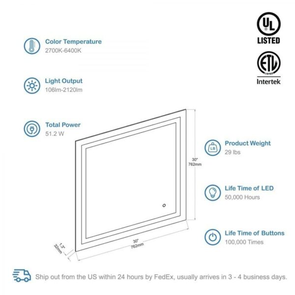 Blossom LED M8 3030 Lyra 30 Inch LED Mirror