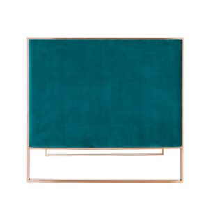 Manhattan Comfort Trillium 57.48 in. Aqua Blue and Gold Velvet 2-Seater Loveseat