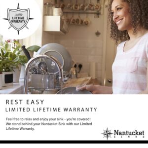 Nantucket Sinks ZR3219-16 Pro Series Large Rectangle Single Bowl Undermount Zero Radius Stainless Steel Kitchen Sink