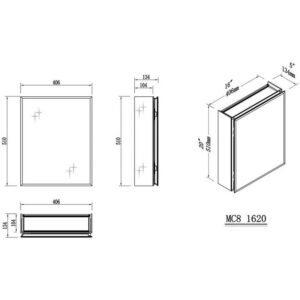 Blossom MC8 1620 16 W x 20 H Inch Aluminum Medicine Cabinet with Mirror