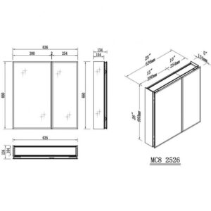 Blossom MC8 2526 25 W x 26 H Inch Aluminum Medicine Cabinet with Mirror