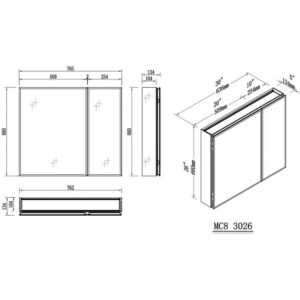 Blossom MC8 3026 30 W x 26 H Inch Aluminum Medicine Cabinet with Mirror