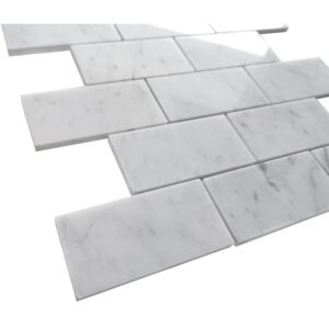 Altair MICM01-WH Burgos 11 3/4 Inch x 9 3/4 Inch Marble Mosaic Floor and Wall Tile - 11 Pieces