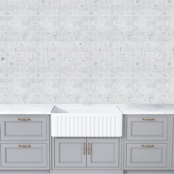 Altair MICM01-WH Burgos 11 3/4 Inch x 9 3/4 Inch Marble Mosaic Floor and Wall Tile - 11 Pieces