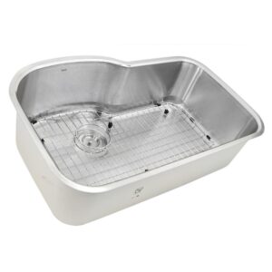 Nantucket Sinks MOBYXL-16 Sconset Collection 31.5 Inch Single Bowl 16 Gauge Oblong Undermount Stainless Steel Kitchen Sink