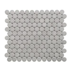 Altair MOGL03-WH Huelva 12 5/8 Inch x 11 Inch Glass Penny Mosaic Floor and Wall Tile - 11 Pieces