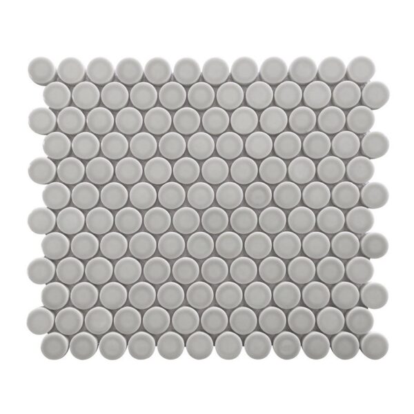 Altair MOGL03-WH Huelva 12 5/8 Inch x 11 Inch Glass Penny Mosaic Floor and Wall Tile - 11 Pieces