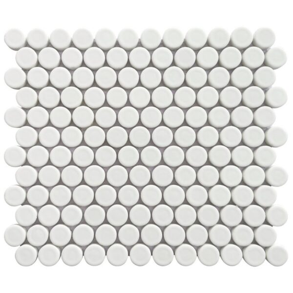 Altair MOGL03-WH Huelva 12 5/8 Inch x 11 Inch Glass Penny Mosaic Floor and Wall Tile - 11 Pieces