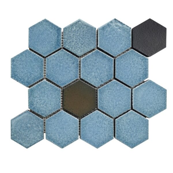 Altair MYLS04-WH Lugo 12 Inch x 10 3/8 Inch Lava Stone Mosaic Floor and Wall Tile - 9 Pieces