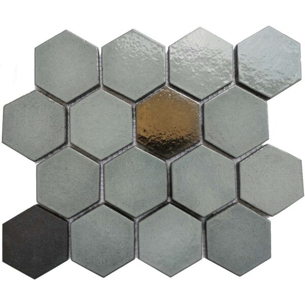 Altair MYLS04-WH Lugo 12 Inch x 10 3/8 Inch Lava Stone Mosaic Floor and Wall Tile - 9 Pieces