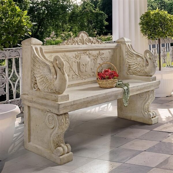 Design Toscano NE90080 64 Inch Giant Neoclassical Swan Garden Bench