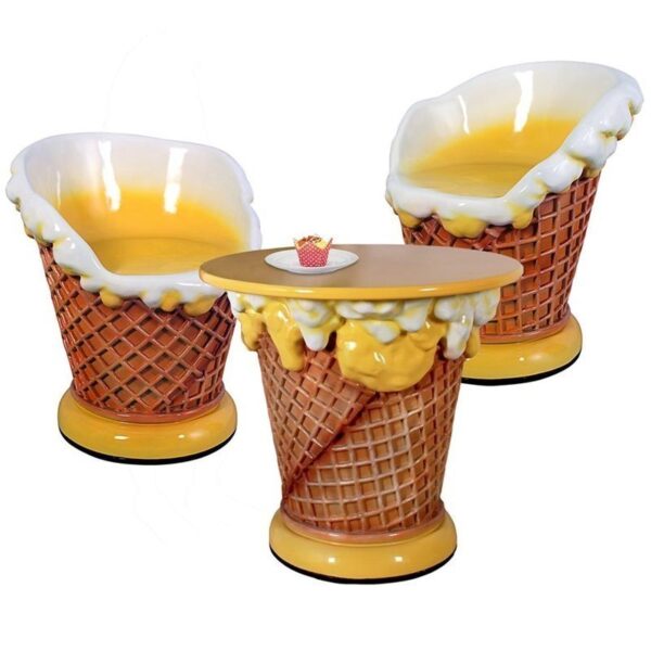 Design Toscano NE91300 Ice Cream Cone Chairs and Table, Set of 2