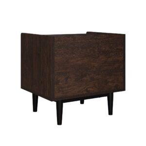 Manhattan Comfort Duane Modern Ribbed Nightstand with Full Extension Drawer in Dark Brown and Navy Blue