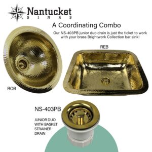 Nantucket Sinks REB 18 Inch Brass Hammered Brightwork Single Bowl Sink