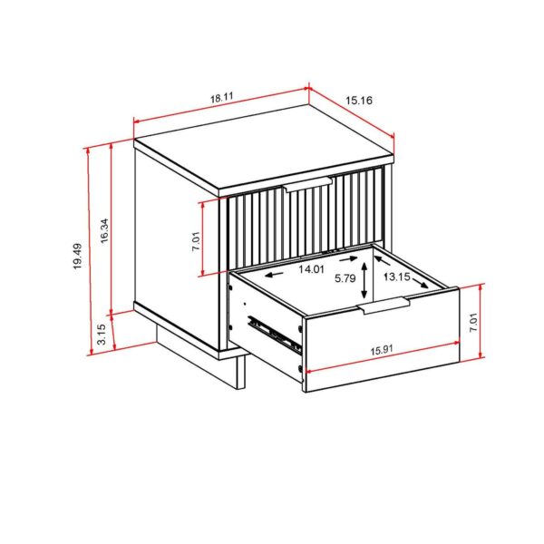 Manhattan Comfort Granville Modern Nightstand 2.0 with 2 Full Extension Drawers in White