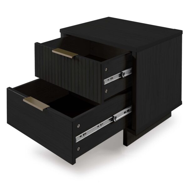 Manhattan Comfort Granville Modern Nightstand 2.0 with 2 Full Extension Drawers in Black