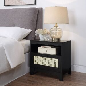 Manhattan Comfort Sheridan Modern Cane Nightstand in Black