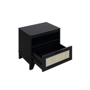 Manhattan Comfort Sheridan Modern Cane Nightstand in Black