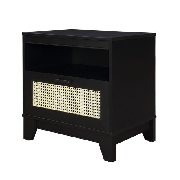 Manhattan Comfort Sheridan Modern Cane Nightstand in Black