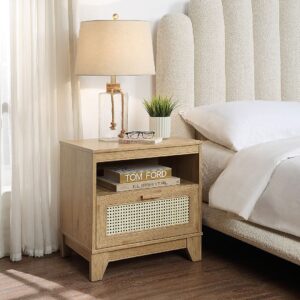 Manhattan Comfort Sheridan Modern Cane Nightstand in Nature