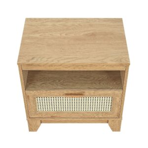 Manhattan Comfort Sheridan Modern Cane Nightstand in Nature