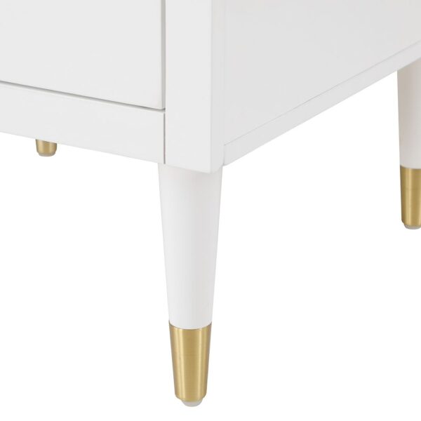 Manhattan Comfort Stanton Modern Nightstand with 2 Full Extension Drawers and Solid Wood Legs in White