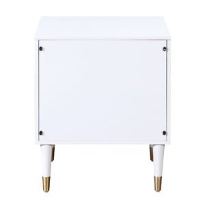 Manhattan Comfort Stanton Modern Nightstand with 2 Full Extension Drawers and Solid Wood Legs in White