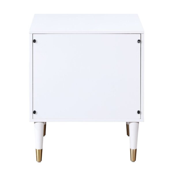 Manhattan Comfort Stanton Modern Nightstand with 2 Full Extension Drawers and Solid Wood Legs in White