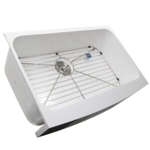 Nantucket Sinks NS-GSEZA32S Retrofit 30.75 Inch Glacierstone Single Bowl EZApron Kitchen Sink in White