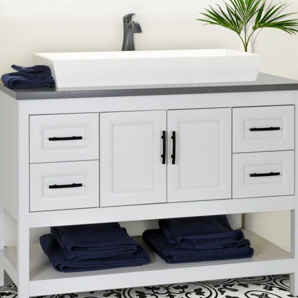 Nantucket Sinks NS-GSTR36 Glacierstone 36 Inch Rectangle White Bathroom Sink