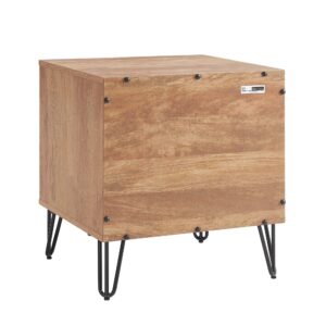 Manhattan Comfort DUMBO 1.0 Modern Nightstand with 1 Drawer and Metal Feet in Golden Brown