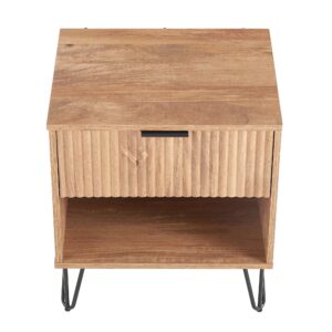 Manhattan Comfort DUMBO 1.0 Modern Nightstand with 1 Drawer and Metal Feet in Golden Brown