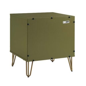 Manhattan Comfort DUMBO 1.0 Modern Nightstand with 1 Drawer and Metal Feet in Olive Green