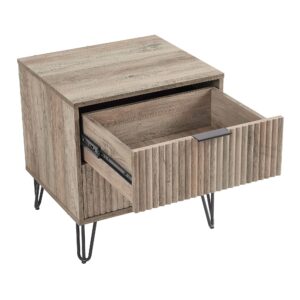 Manhattan Comfort DUMBO 2.0 Modern Nightstand with 2 Drawer and Metal Feet in Rustic Grey