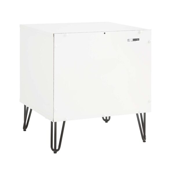 Manhattan Comfort DUMBO 2.0 Modern Nightstand with 2 Drawer and Metal Feet in White and Rustic Grey