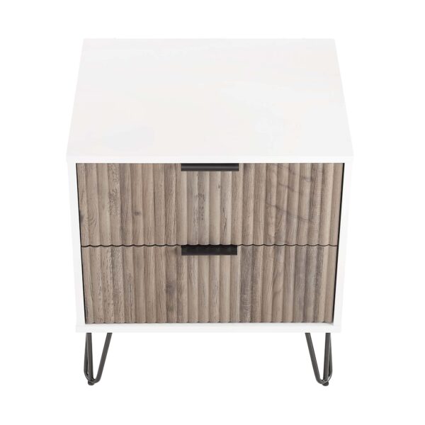 Manhattan Comfort DUMBO 2.0 Modern Nightstand with 2 Drawer and Metal Feet in White and Rustic Grey