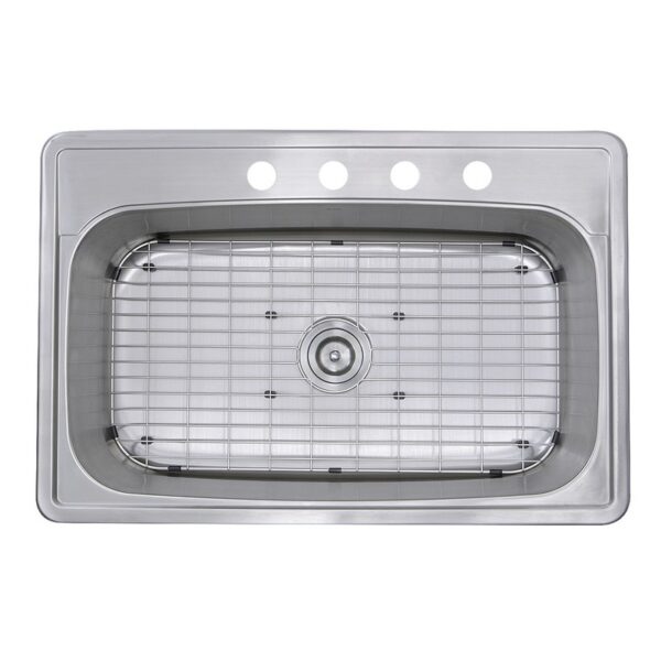 Nantucket NS3322-8 Madaket Collection 33 Inch Large Rectangle Single Bowl 18 Gauge Stainless Steel Drop In Kitchen Sink