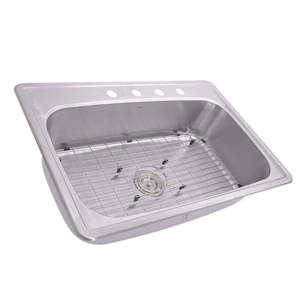 Nantucket NS3322-8 Madaket Collection 33 Inch Large Rectangle Single Bowl 18 Gauge Stainless Steel Drop In Kitchen Sink