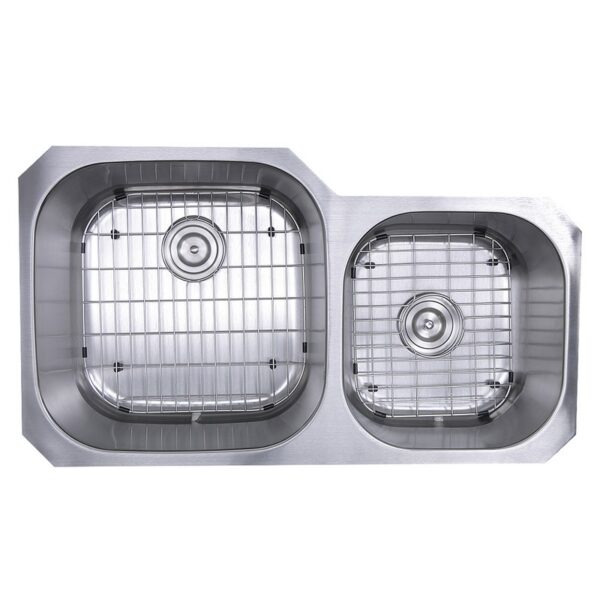 Nantucket Sinks NS3520-16 Sconset 35 Inch Double Bowl Undermount Stainless Steel Kitchen Sink