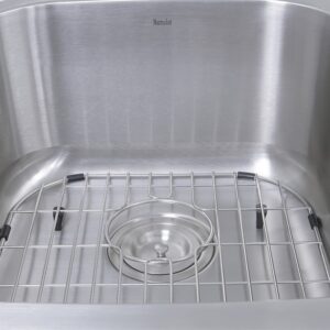 Nantucket Sinks NS503-16-CB 60/40 Double Bowl 16 Gauge Kitchen Sink with Cutting Board, Grids and Colander Drains