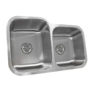 Nantucket NS6040-18 Quidnet 32 Inch 60/40 Double Bowl Undermount Stainless Steel Kitchen Sink, 18 Gauge