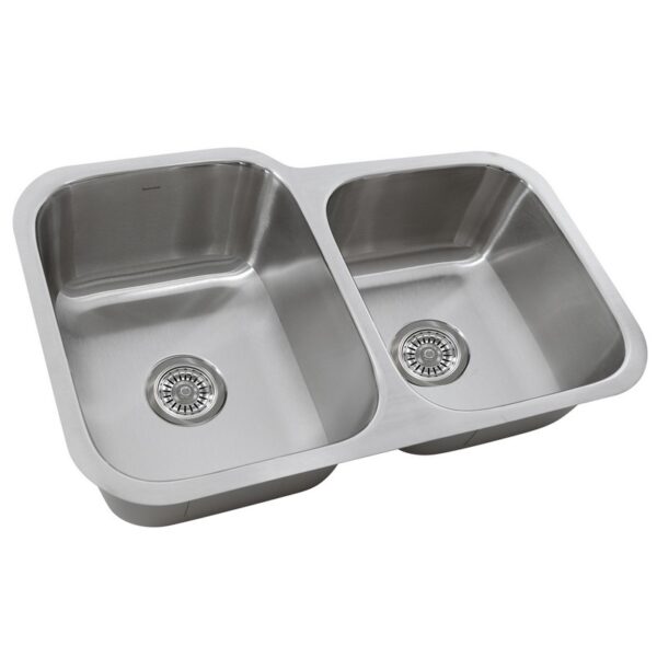 Nantucket NS6040-18 Quidnet 32 Inch 60/40 Double Bowl Undermount Stainless Steel Kitchen Sink, 18 Gauge