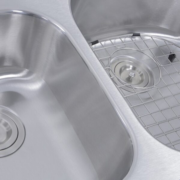 Nantucket Sinks NS7030-16 32-1/2 Inch 70/30 Reverse Double bowl Undermount Stainless Steel Kitchen Sink, 16 Gauge