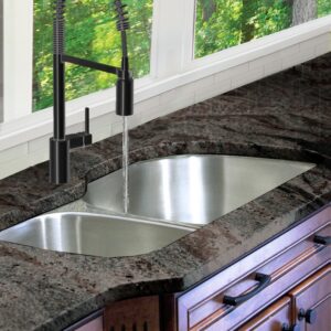 Nantucket Sinks NS7030-16 32-1/2 Inch 70/30 Reverse Double bowl Undermount Stainless Steel Kitchen Sink, 16 Gauge