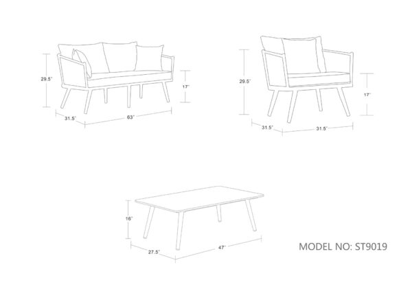 Manhattan Comfort Crown 4-Piece Metal Patio Conversation Set with Brown and White Cushions