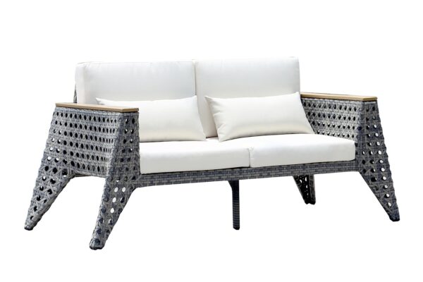 Manhattan Comfort Eiffel Outdoor Patio Conversation Set in Grey and Cream