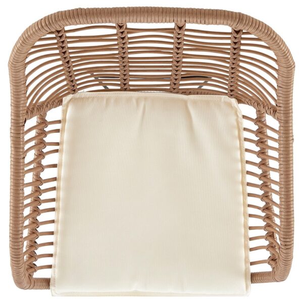 Manhattan Comfort Antibes 1.0 Steel Rattan 3-Piece Patio Conversation Set with Cushions in Cream