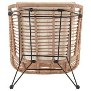 Manhattan Comfort Antibes 1.0 Steel Rattan 3-Piece Patio Conversation Set with Cushions in Cream